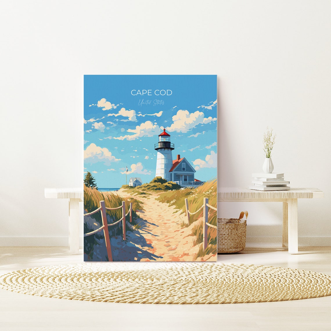 Cape Cod United States Lighthouse Sandy Dunes Path Art Poster - Image 3