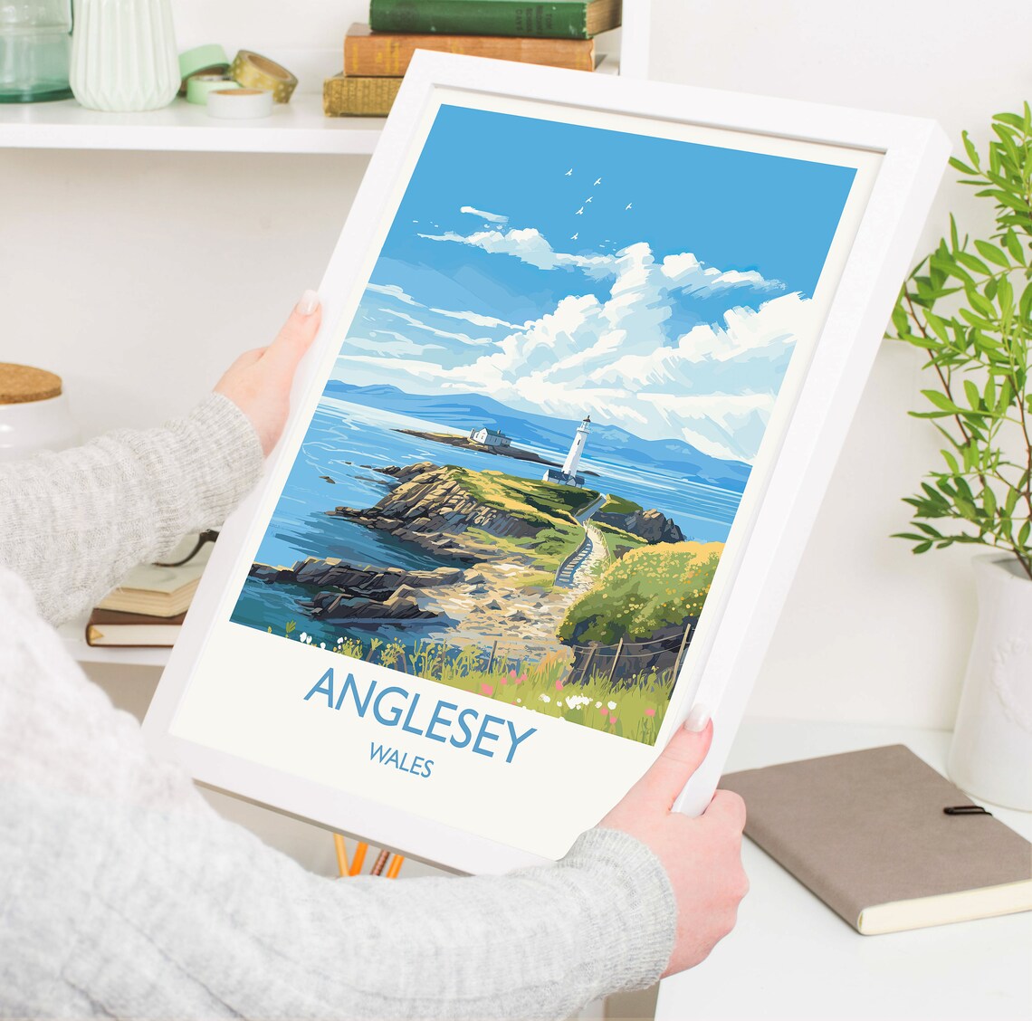 Anglesey Wales Rocky Coast Lighthouse Island Seascape Travel Poster - Image 5