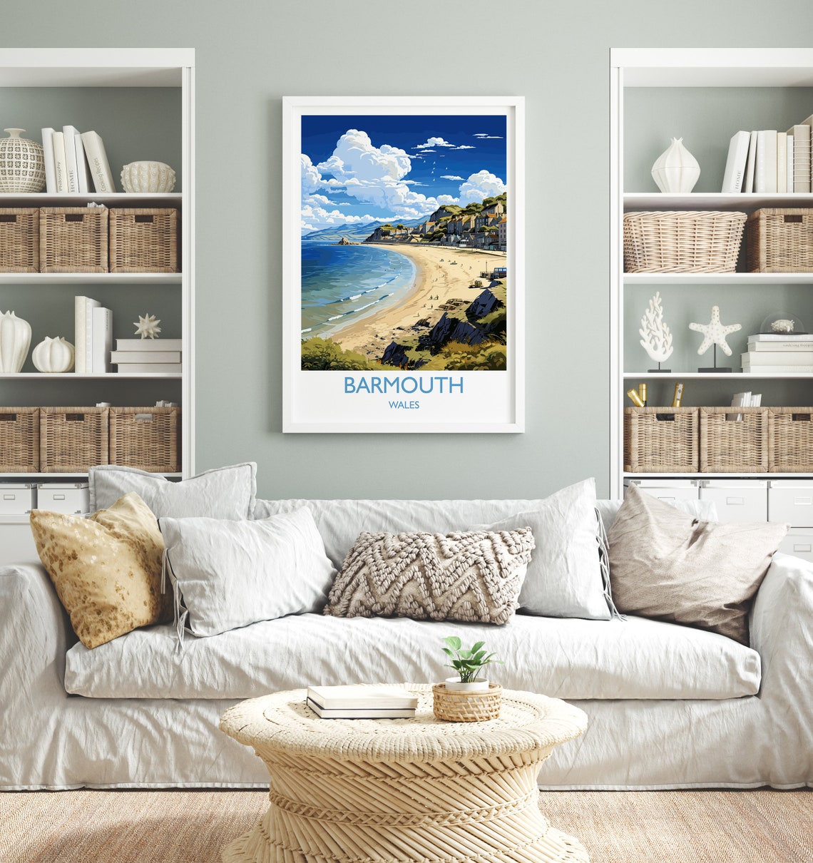 Barmouth Wales Sandy Beach Bay Coastal Cliffs Seaside Travel Poster - Image 4