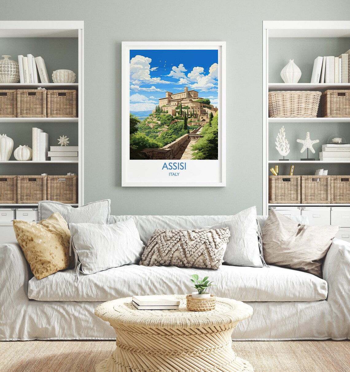 Assisi Italy Hilltop Basilica Cypress Trees Historic Travel Poster - Image 4