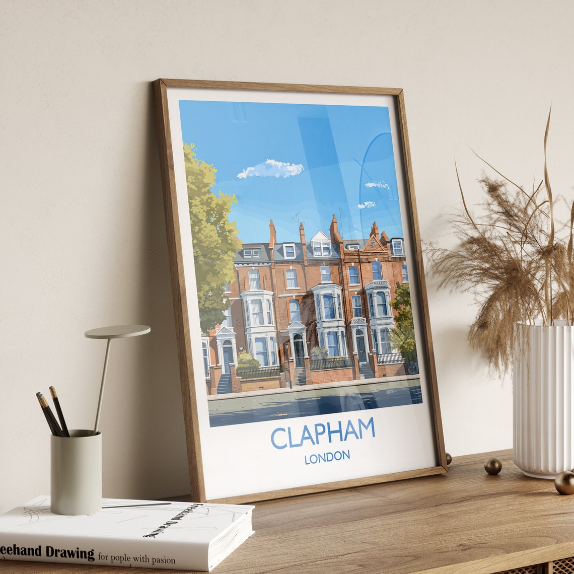 Clapham London Victorian Red Brick Terraces Travel Poster Wall Decor - Image 3