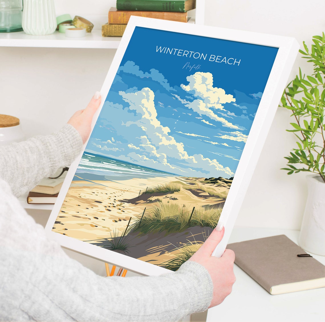 Winterton Beach Norfolk Dramatic Cloud Sky Seaside Beach Poster - Image 3