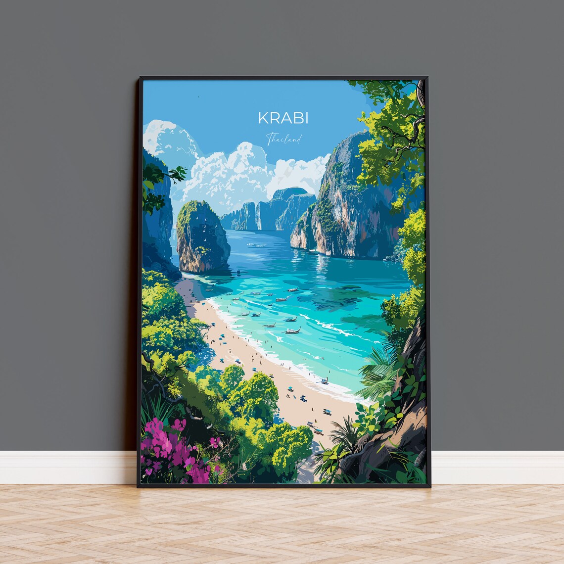 Krabi Travel Poster Wall Art Travel Print Of Krabi Thailand Krabi Art Lovers Gift Birthday Gift Print