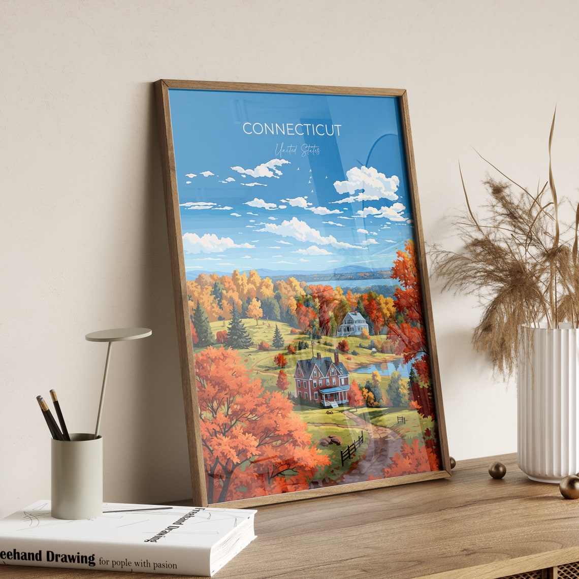Connecticut Autumn Countryside Fall Foliage Farm Hills Poster - Image 3