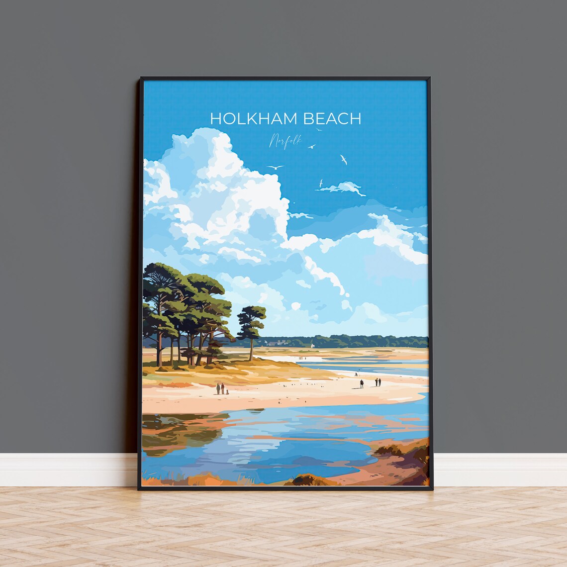 Holkham Beach Travel Poster, Norfolk England
