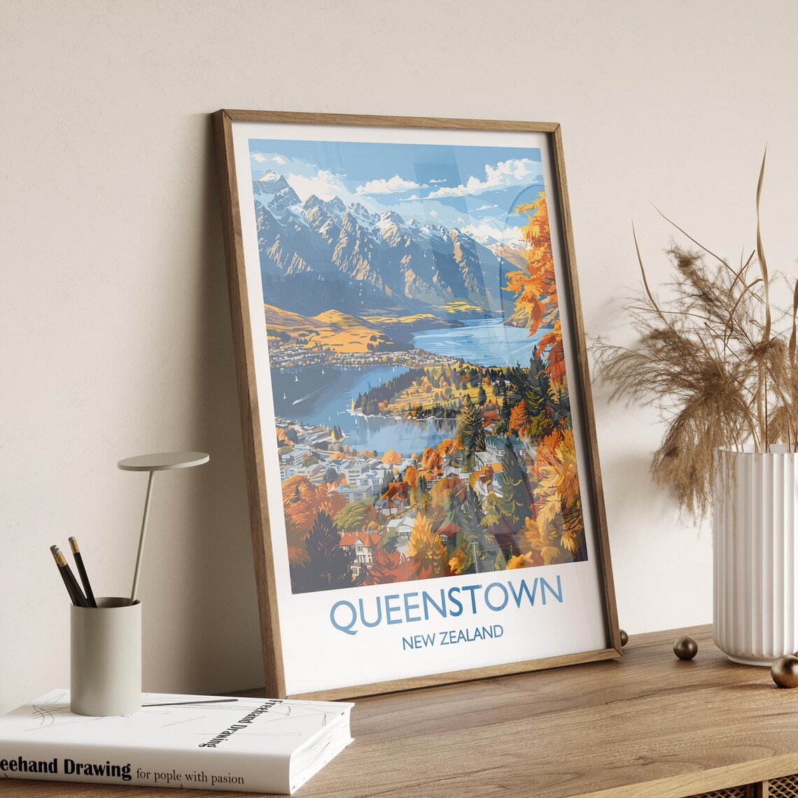 Queenstown Travel Poster, New Zealand Art Lovers Gift - Image 2