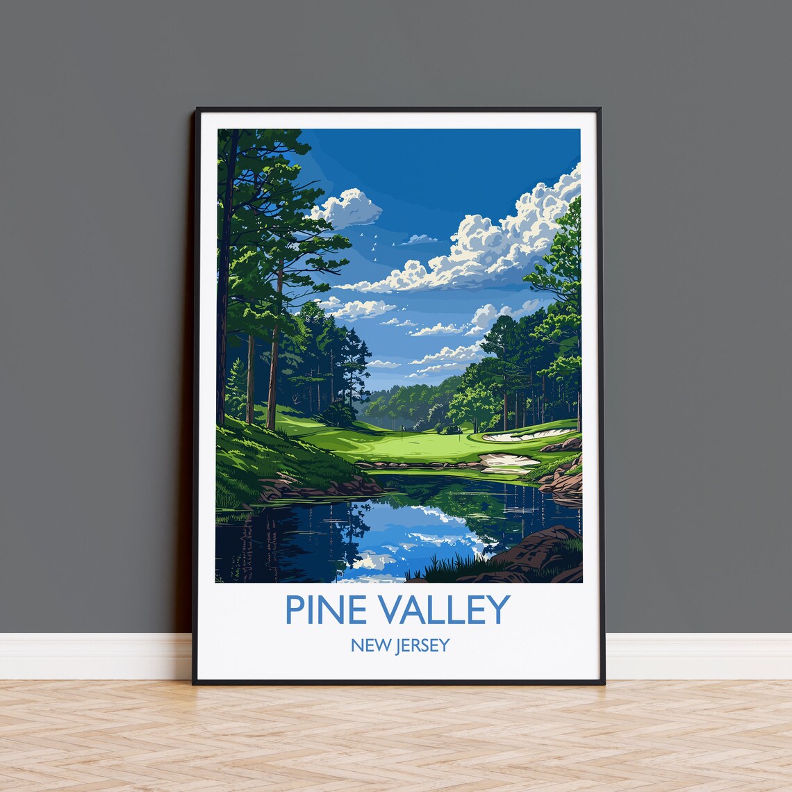 Pine Valley New Jersey Golf Course Lake Bunkers Vintage Poster