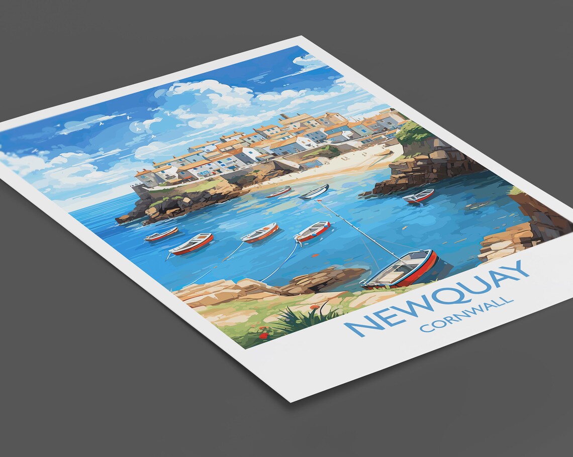 Newquay Travel Poster, Cornwall England Travel Art - Image 2