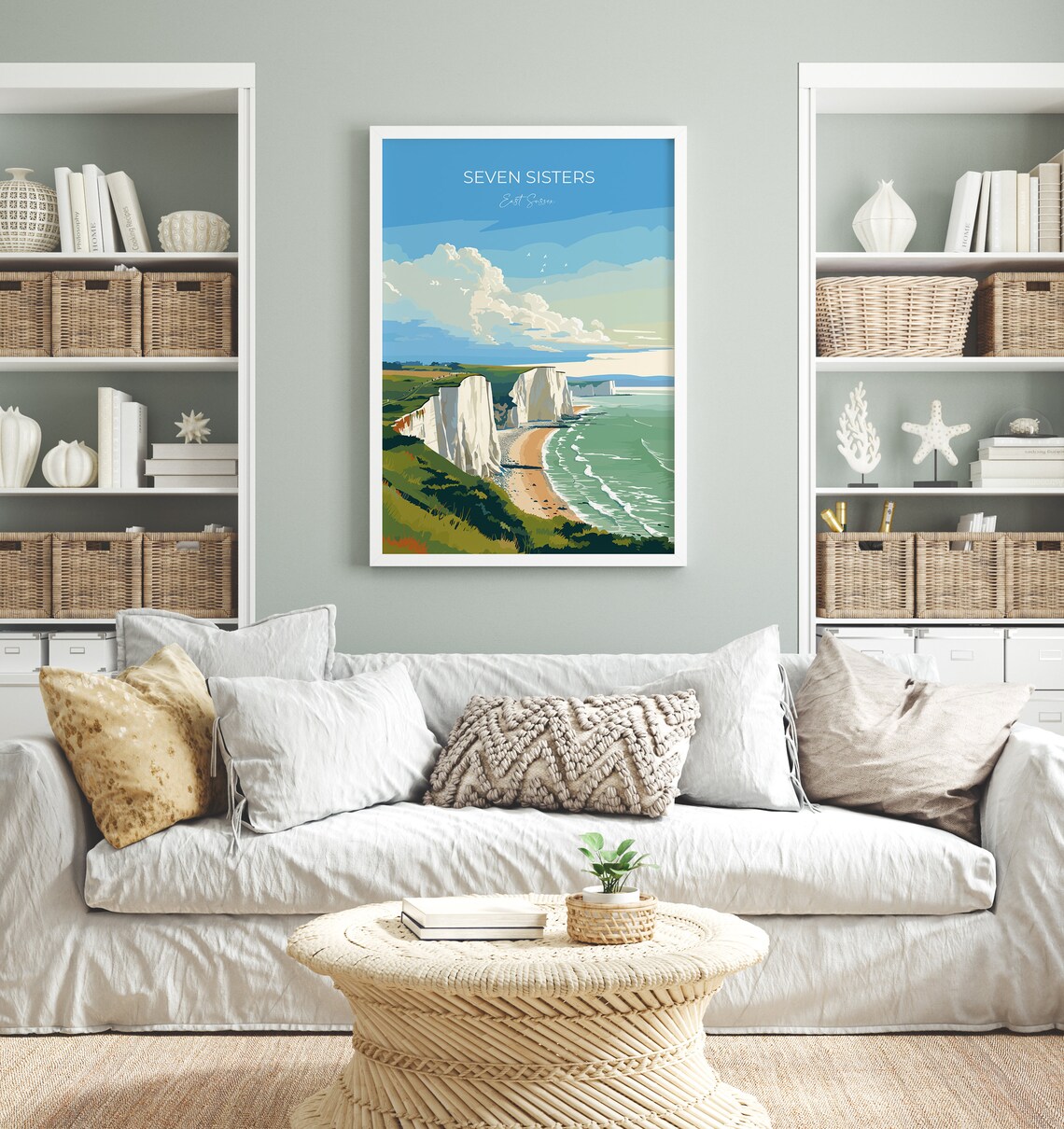 Seven Sisters East Sussex Chalk Cliffs Seaside Vista Art Poster - Image 4