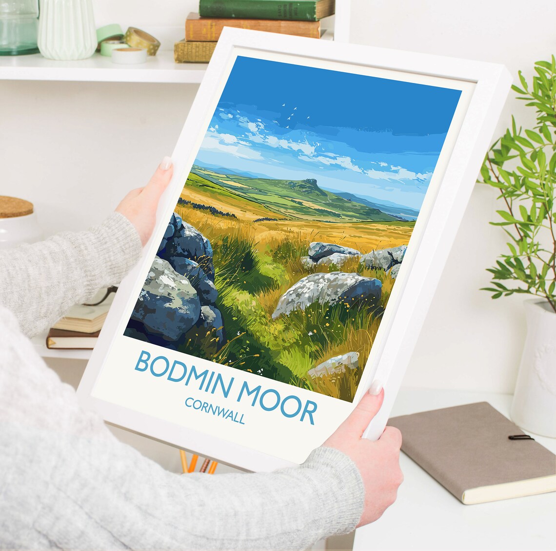 Bodmin Moor Cornwall Granite Boulders Golden Grass Hills Travel Poster - Image 5