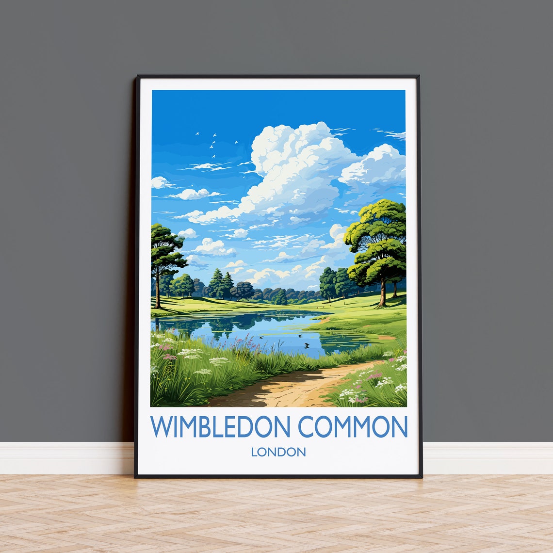 Wimbledon Common Travel Poster Travel Print Of Wimbledon Common London Poster Wimbledon Common Art Gift London Art Lovers Uk Travel Gift