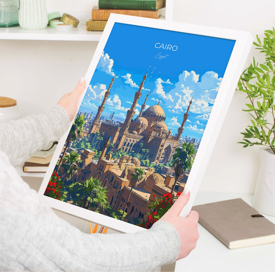 Cairo Egypt Historic Mosque Minarets Cityscape Travel Poster - Image 3