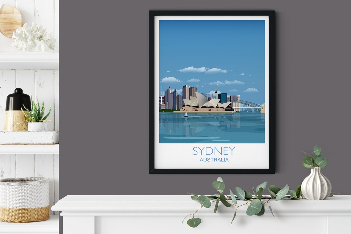 Travel Poster Of Sydney Travel Print Of Sydney City Of Sydney Australia Australis Travel Poster Sydney Cityscape - Image 3
