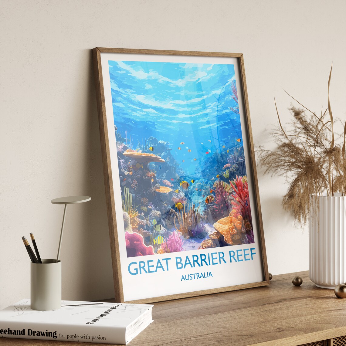 Great Barrier Reef Travel Poster, Queensland Australia - Image 3
