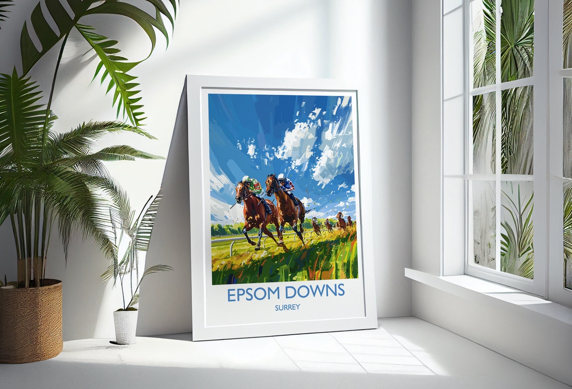 Epsom Downs Surrey Horse Racing Sprint Painted Action Poster - Image 3