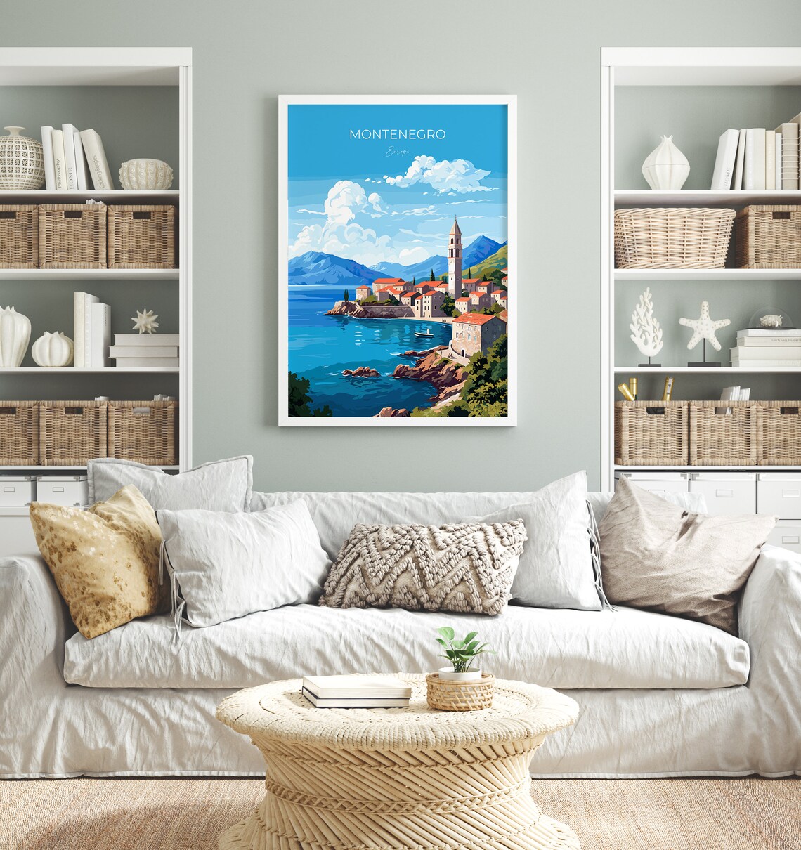 Montenegro Europe Seaside Village Red Roofs Harbor Travel Poster Decor - Image 4