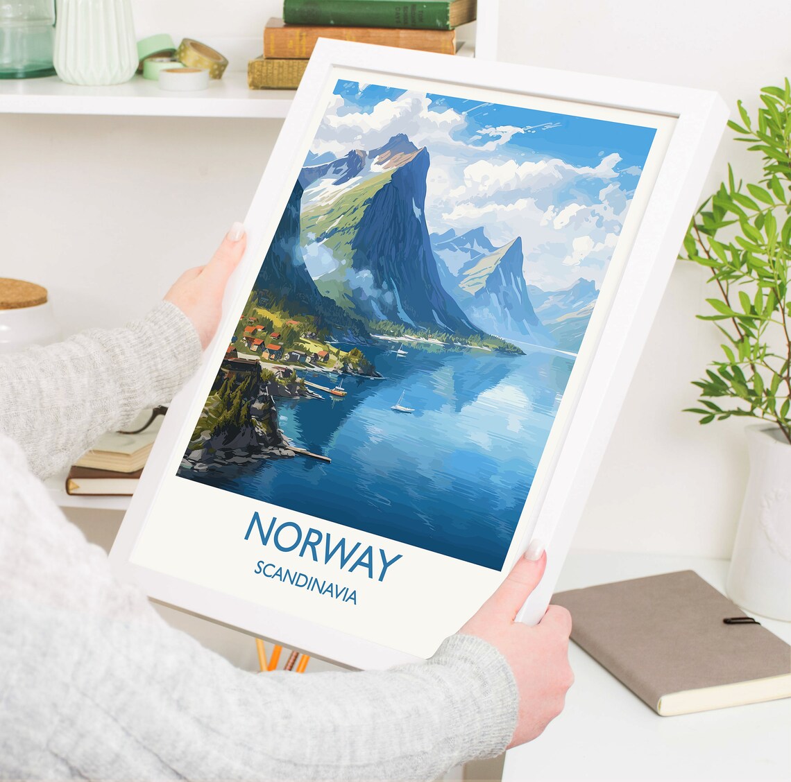 Norway Fjord Steep Peaks Mirror Calm Water Scenic Travel Poster - Image 5