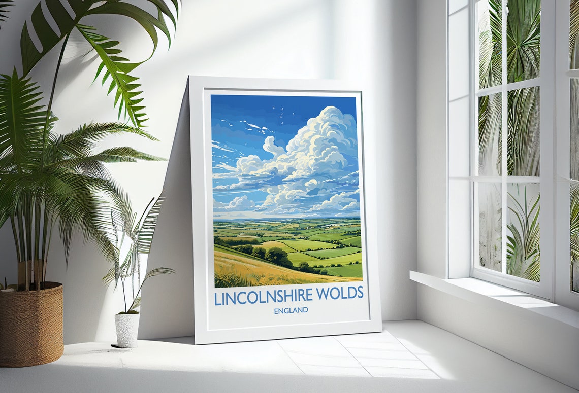 Lincolnshire Wolds England Rolling Green Fields Sky Travel Poster - Image 3