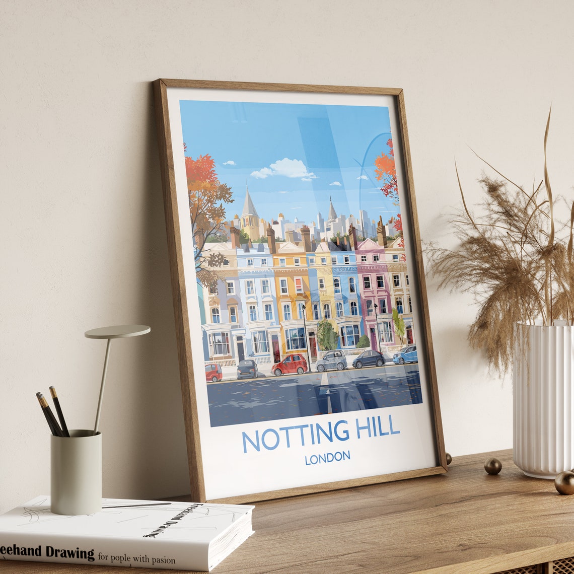 Notting Hill Travel Print Travel Poster Of Notting Hill London Poster Notting Hill Gift Notting Hill Art London Art Uk Travel Gift - Image 3