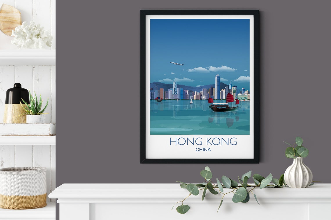 Travel Poster Of Hong Kong Travel Print Of Hong Kong City Of Hong Kong China Hong Kong Cityscape - Image 3