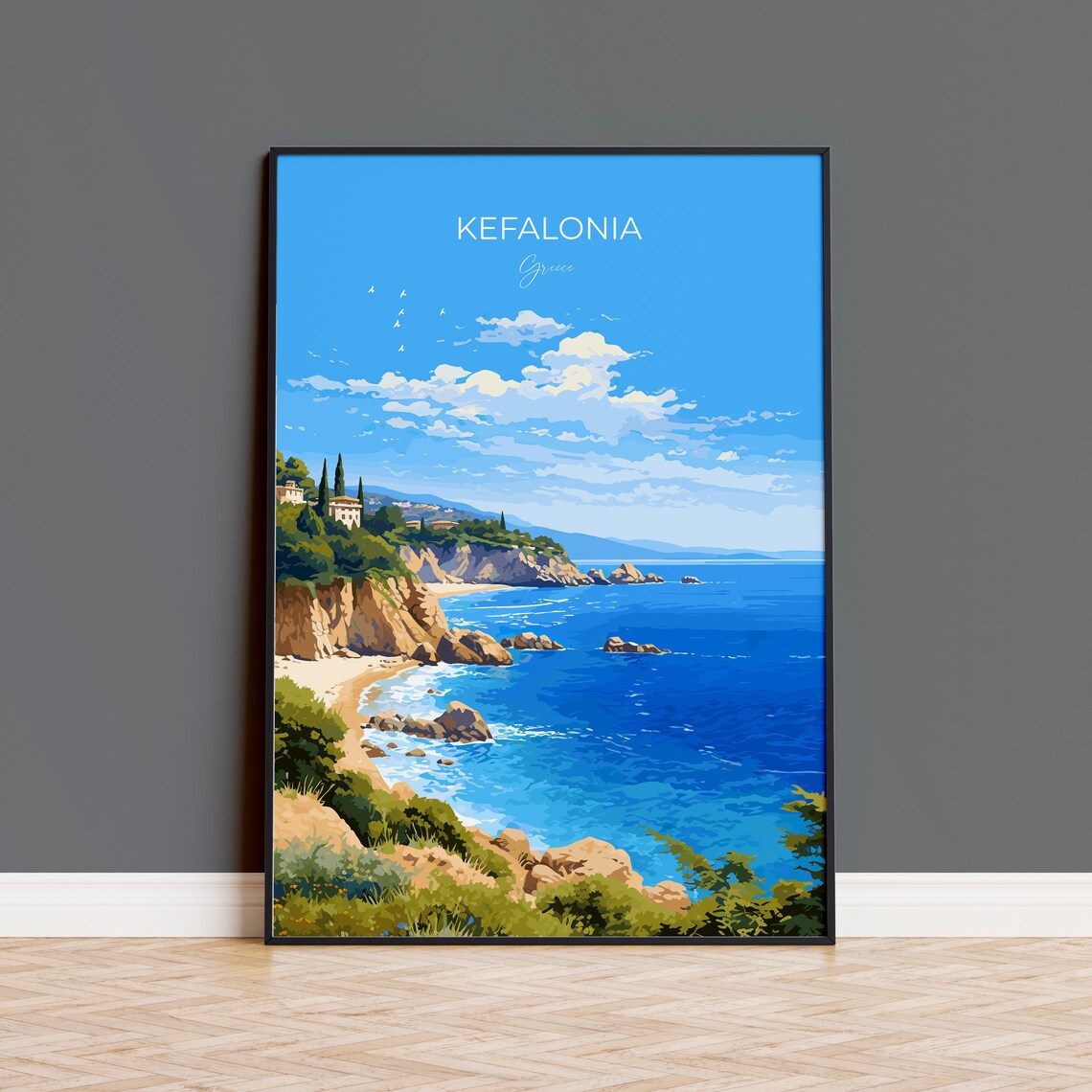 Kefalonia Rocky Beach Cove Greece Turquoise Ionian Sea Poster