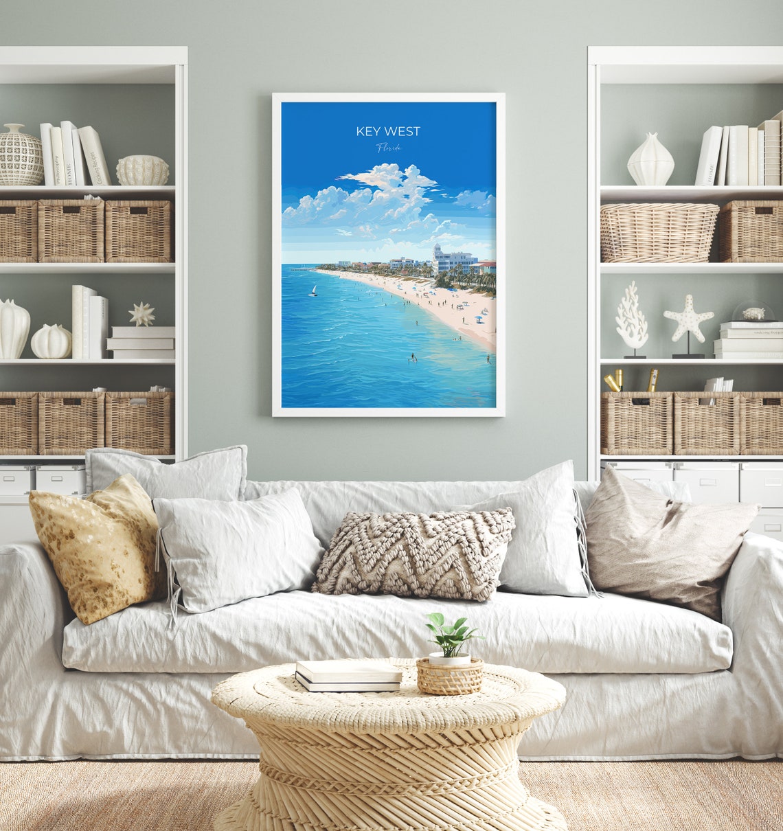 Sunlit Key West Florida White Sand Beach Tropical Coast Travel Poster - Image 4