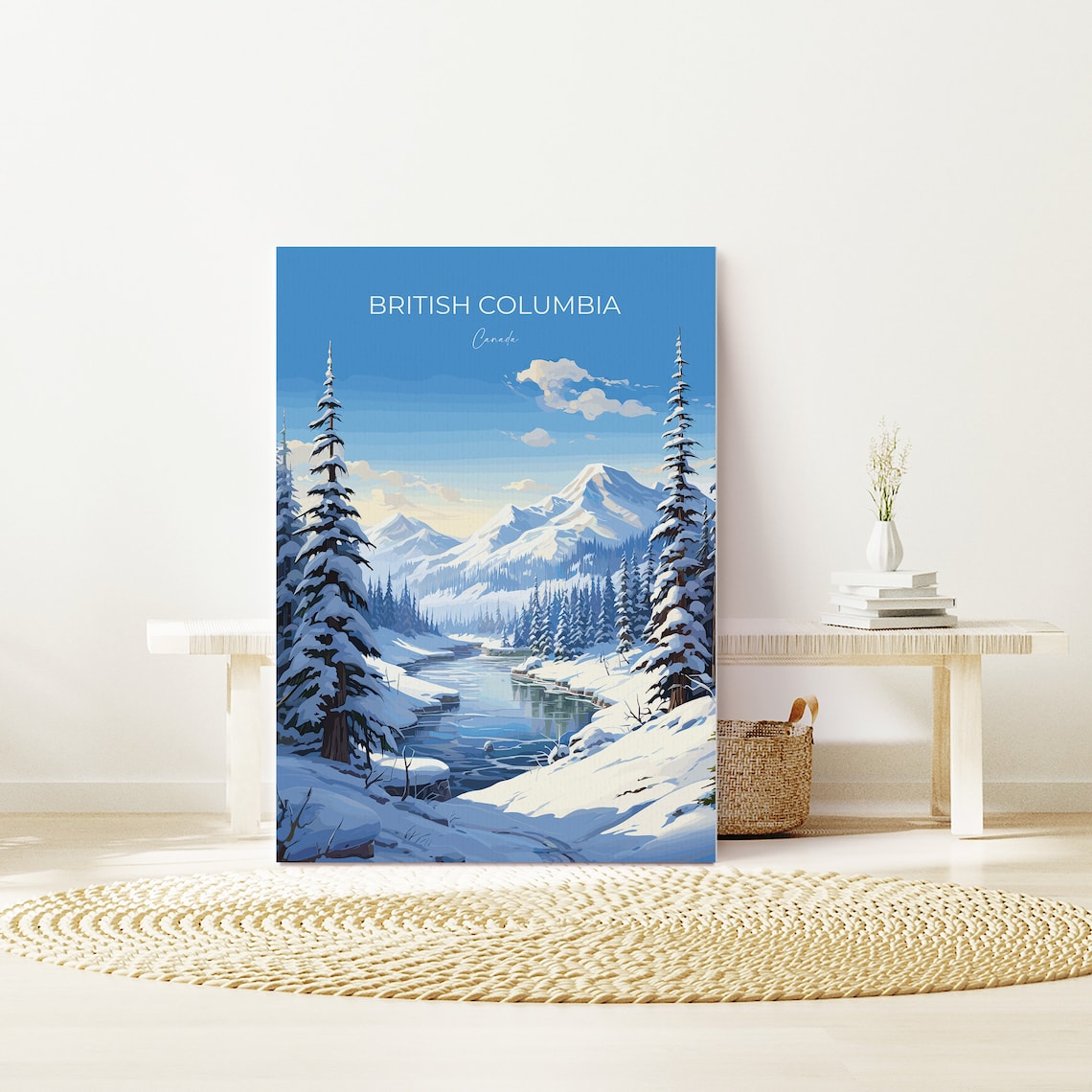 British Columbia Canada Winter Snow Forest Vintage Travel Poster - Image 3