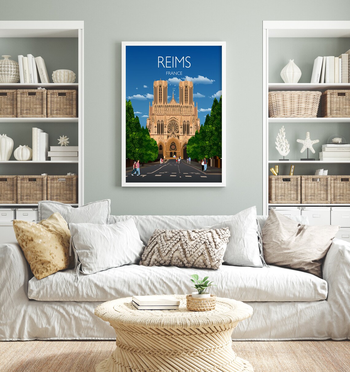 Reims France Gothic Cathedral Twin Towers Historic Travel Poster - Image 4