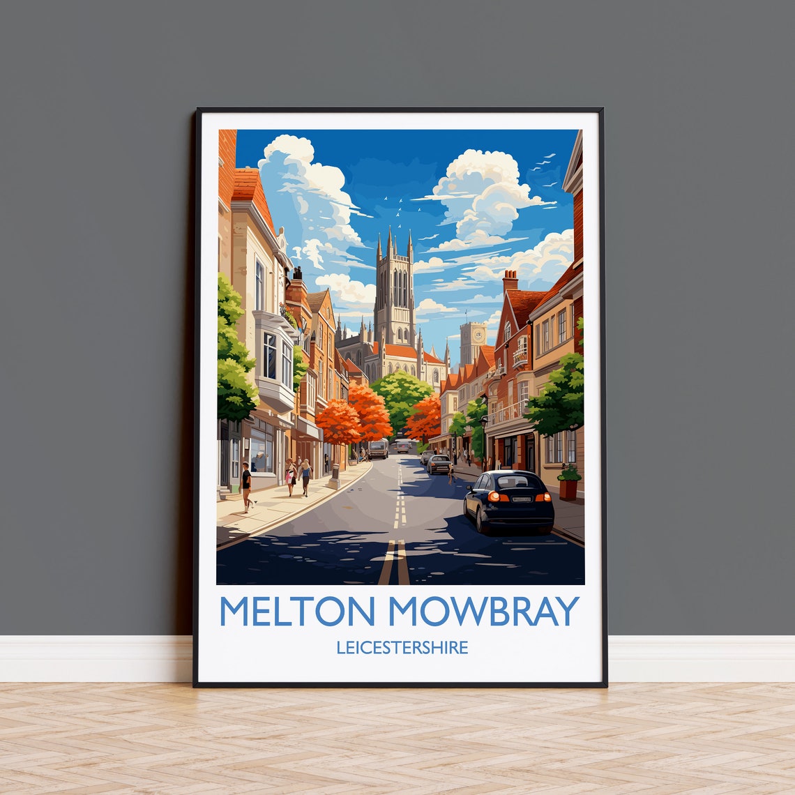 Melton Mowbray Travel Poster Wall Art Travel Print Of Melton Mowbray England Leicestershire Art Lovers Gift English Countryside