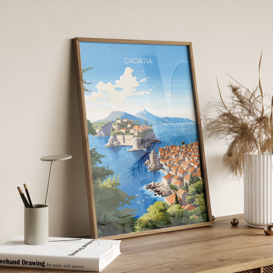 Croatia Travel Print Travel Poster Of Croatia Croatia Art Gift Dalmatian Coast Gift Europe Wall Art Travel Gift - Image 2