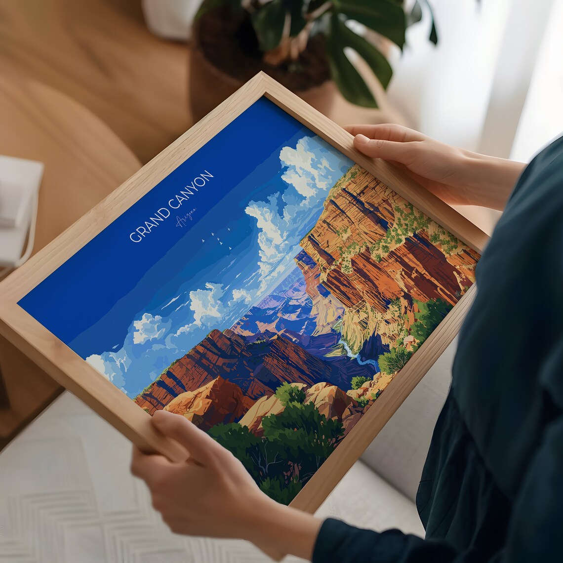 Grand Canyon Arizona Red Rock Gorge River Blue Sky Travel Poster - Image 2