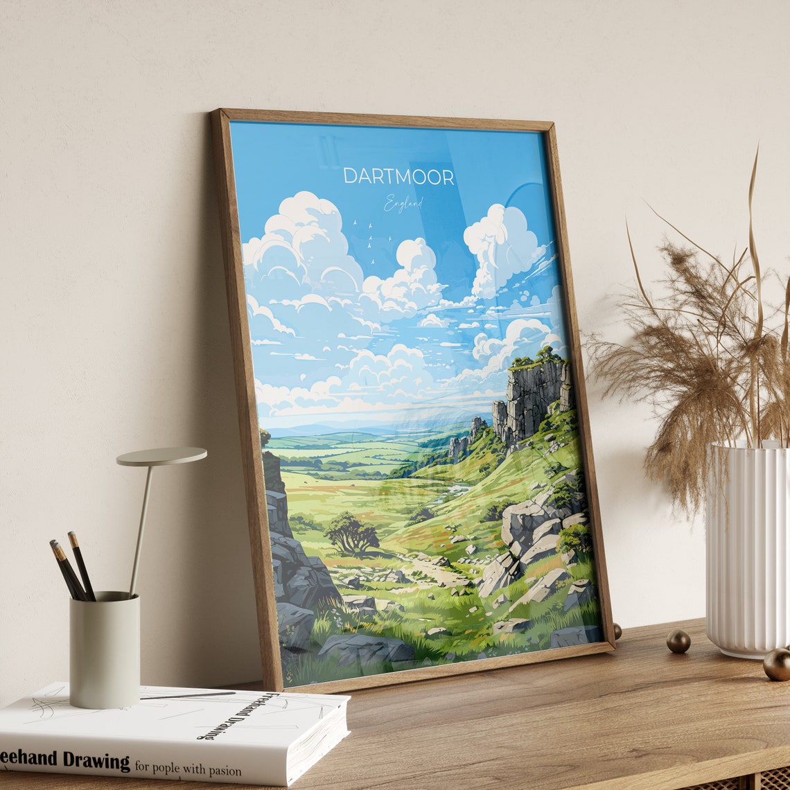 Dartmoor Travel Poster Wall Art Travel Print Of Dartmoor England Dartmoor Art Lovers Gift English Countryside - Image 2
