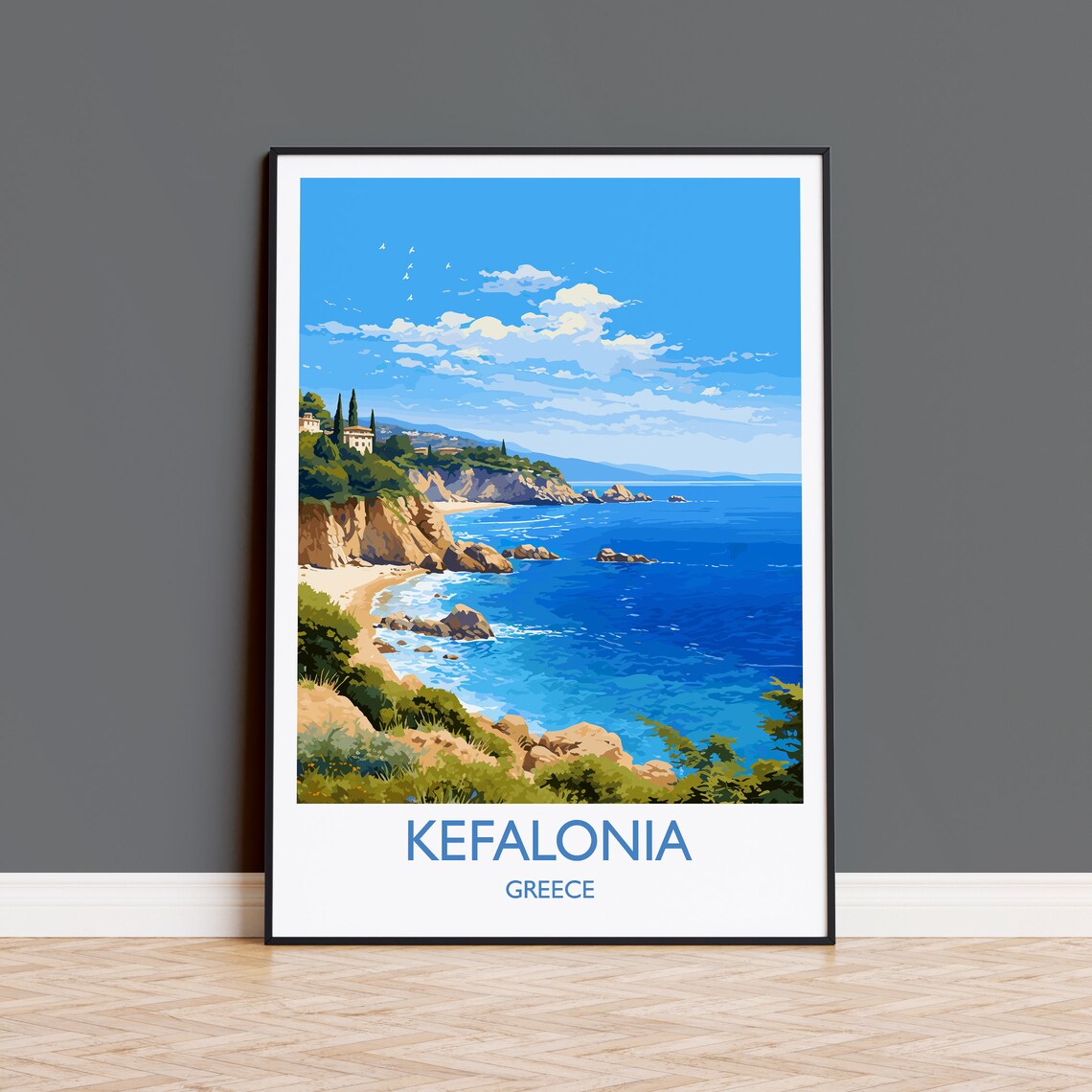 Kefalonia Rocky Coast Sandy Beach Greece Ionian Island Poster