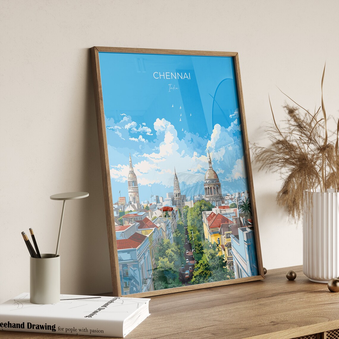 Chennai India Colonial Churches Cityscape Skyline Travel Poster - Image 2