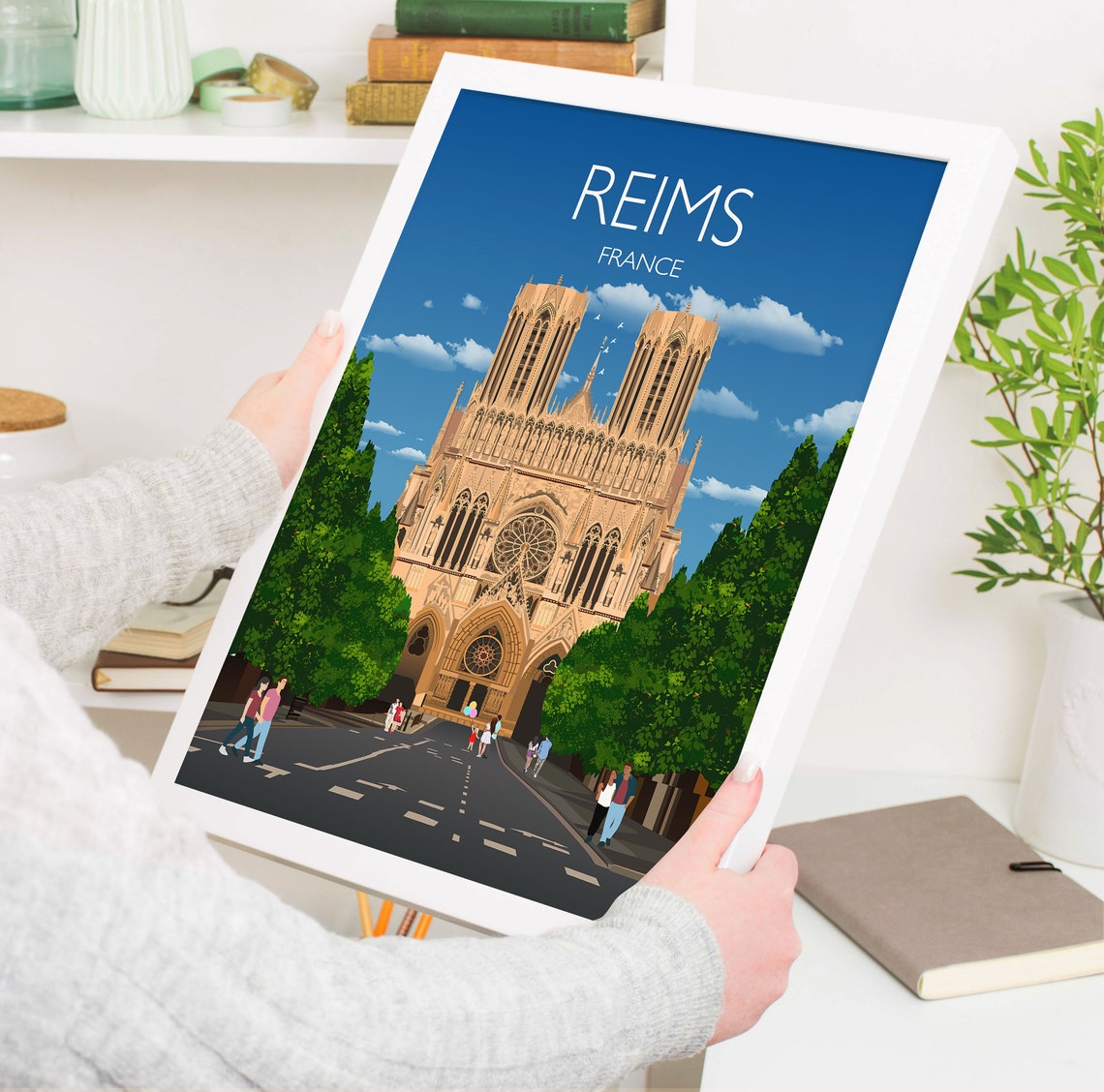 Reims Travel Poster Travel Print Of Reims France Reims Art Lovers Gift France City Wall Art Print - Image 5