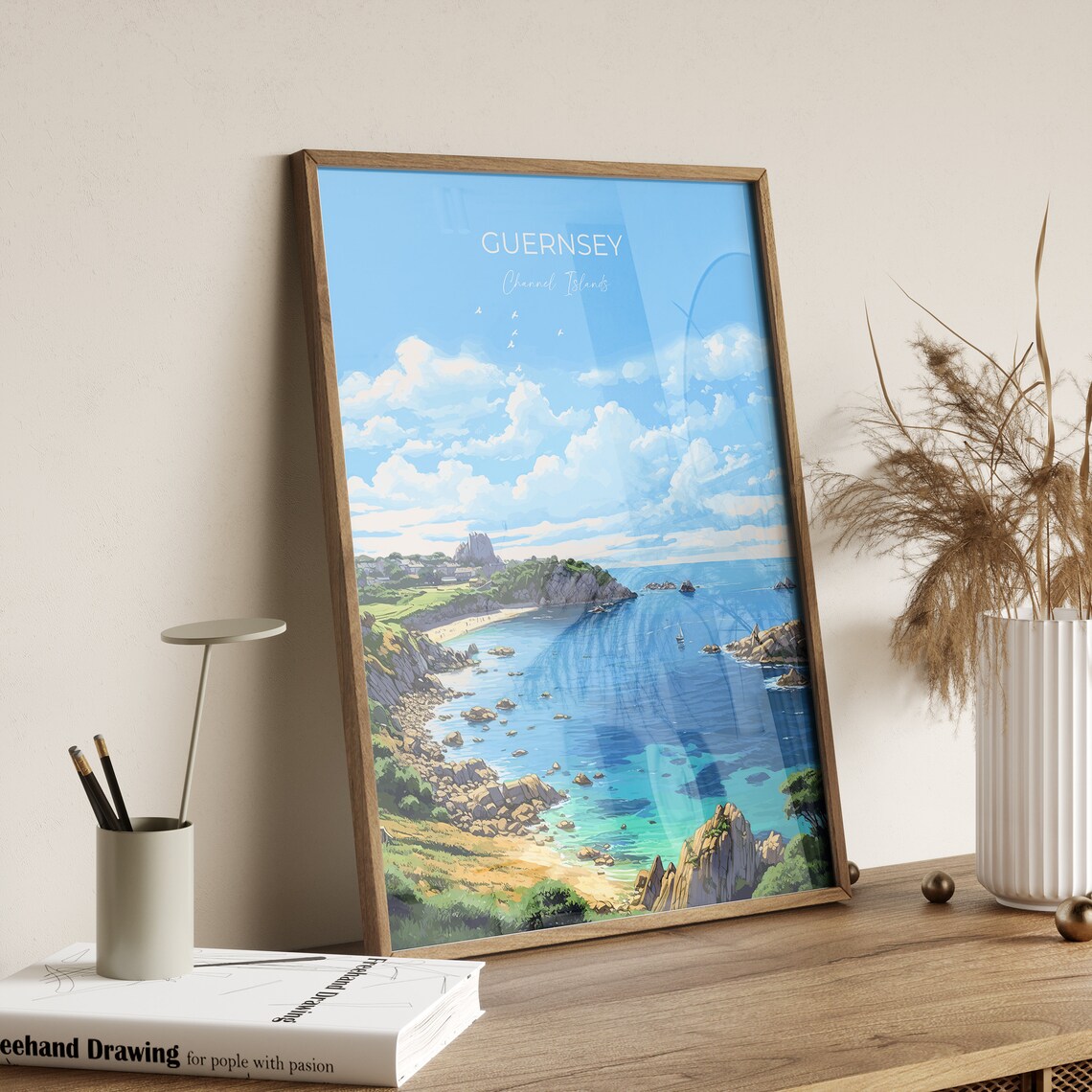 Guernsey Channel Islands Turquoise Cove Cliffs Coastal Travel Poster - Image 2