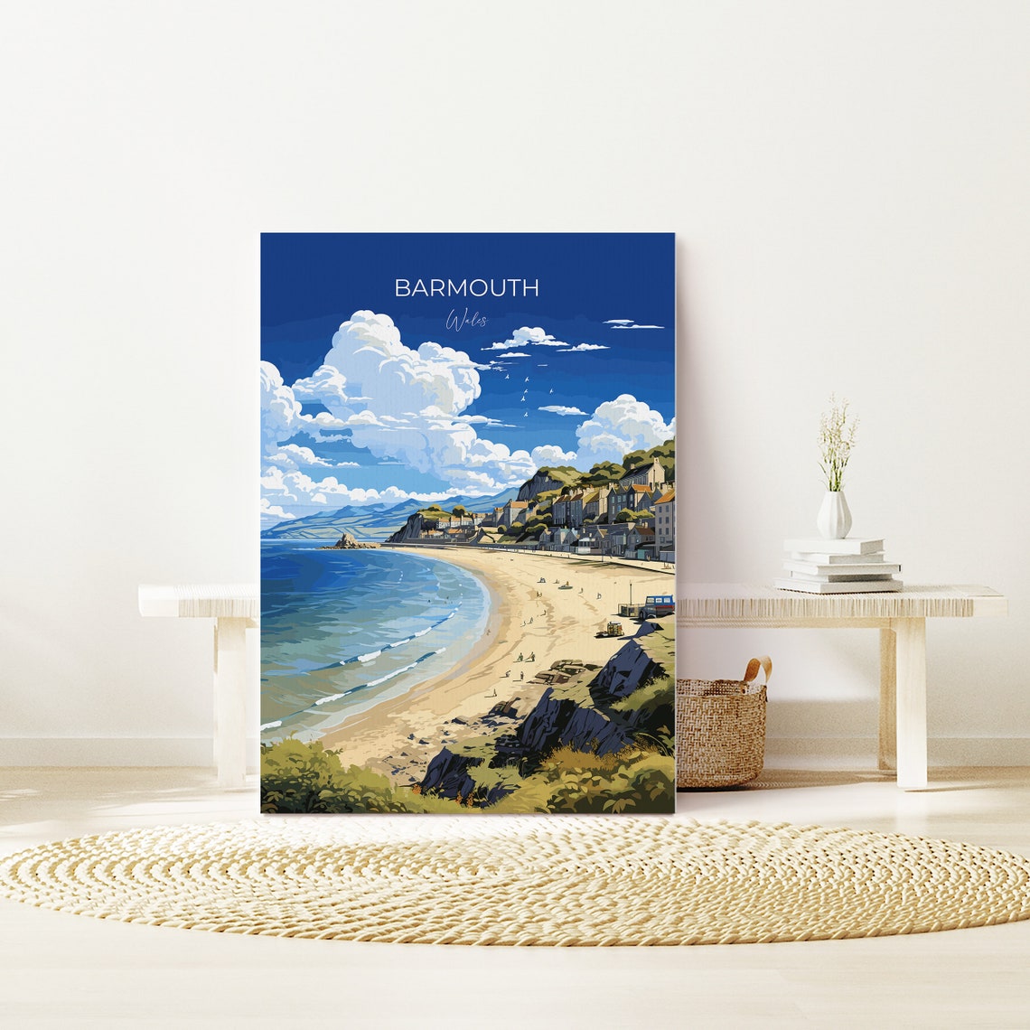 Barmouth Wales Beach Coastline Cliffs Sweeping Bay View Travel Poster - Image 3