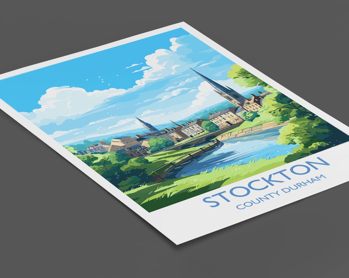 Stockton Print Travel Wall Art Travel Poster Of Stockton On Tees Stockton Art Print County Durham Wall Print Stockton Gift - Image 2