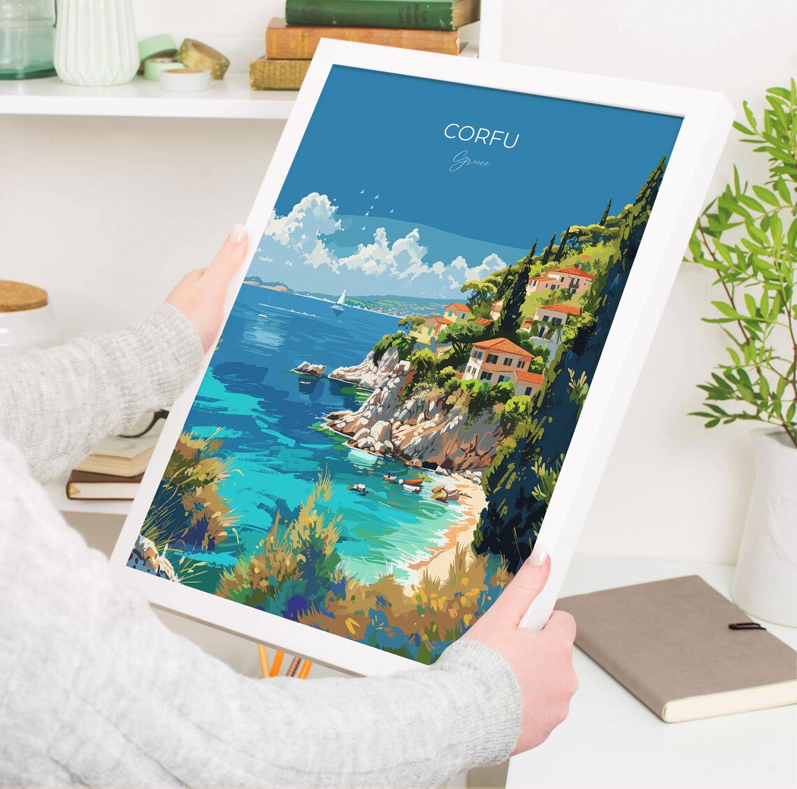 Corfu Travel Poster, Greece Island Art Print - Image 3