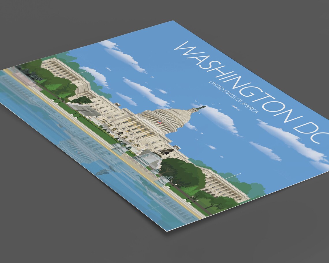Washington DC Capitol Building Panorama Landmark City Poster - Image 2