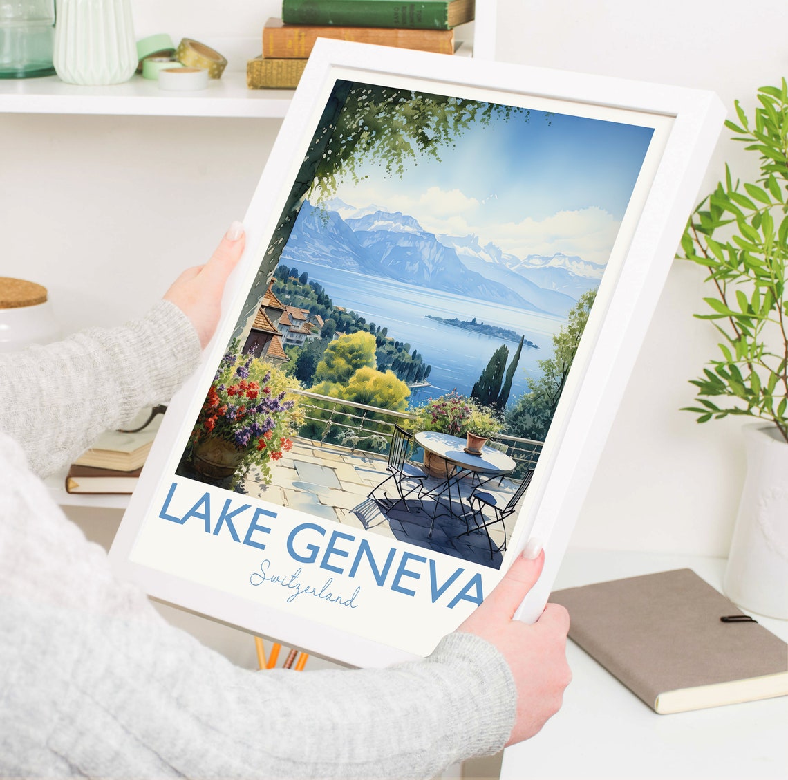 Lake Geneva Poster Travel Print Of Lake Geneva Lake Geneva Switzerland Lake Geneva Art Gift Switzerland Travel Watercolour Gift - Image 5