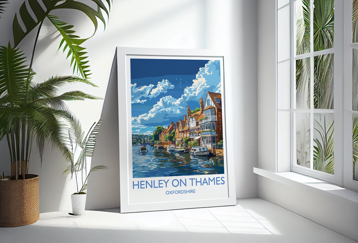 Henley on Thames Oxfordshire Riverside Vintage Travel Poster - Image 2
