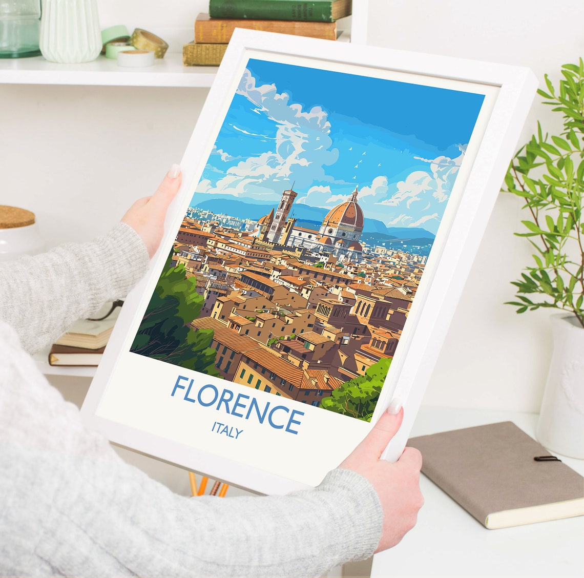 Florence Italy Duomo Cathedral Cityscape Skyline Travel Poster - Image 5