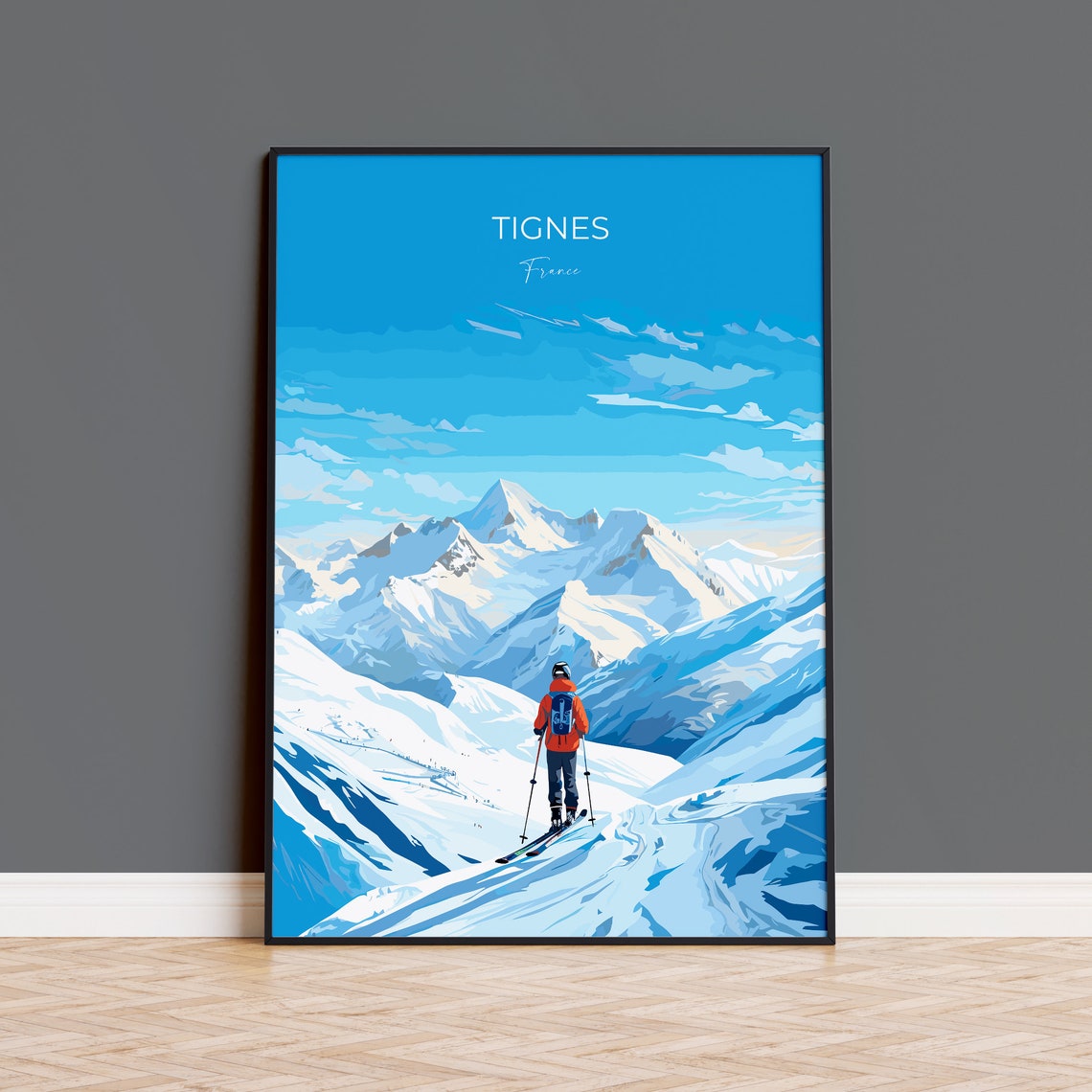 Tignes Wall Art Travel Poster Travel Print Of Tignes Ski Poster Tignes Art Gift France Ski Art Travel Gift