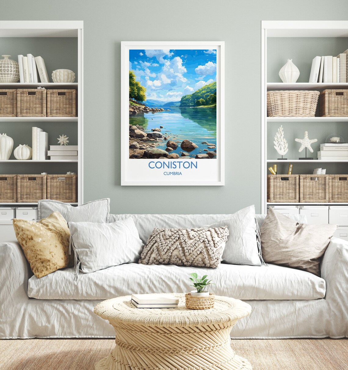 Coniston Travel Poster, Lake District Art Print - Image 4