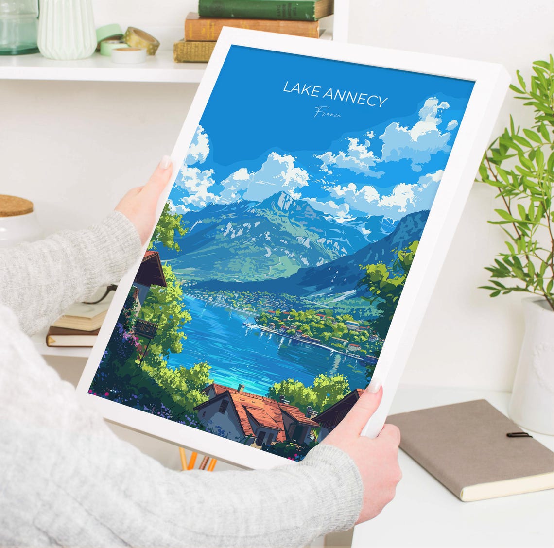Lake Annecy Travel Print Wall Art Travel Poster Of Lake Annecy Lake Annecy Art Lovers Gift France French Lakes Art Gift - Image 3