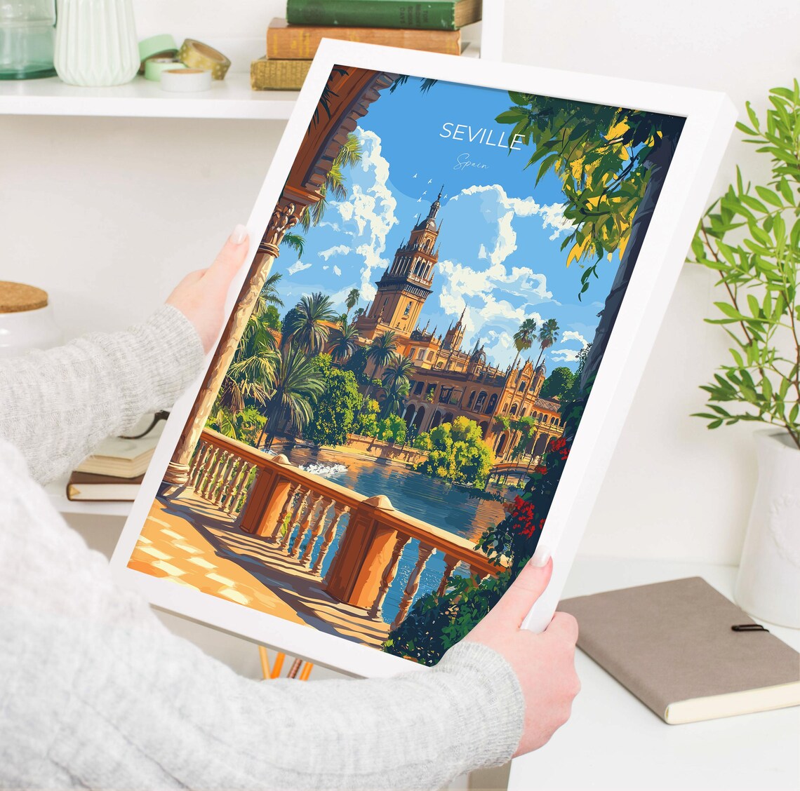 Seville Plaza de Espana Arched Colonnade Tower View Art Poster - Image 3