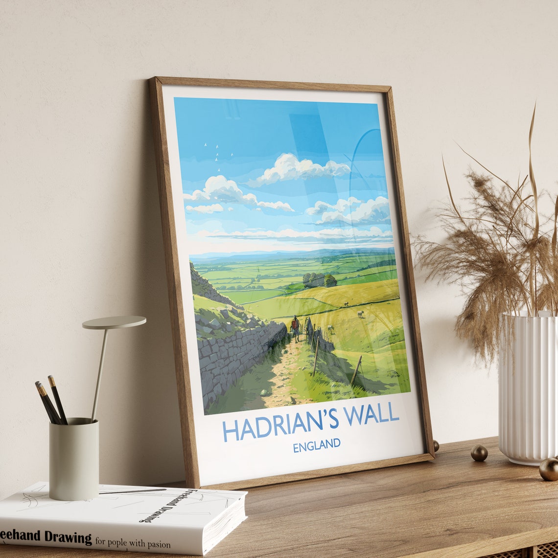 Hadrians Wall England Roman Wall Countryside Hiking Travel Poster - Image 3