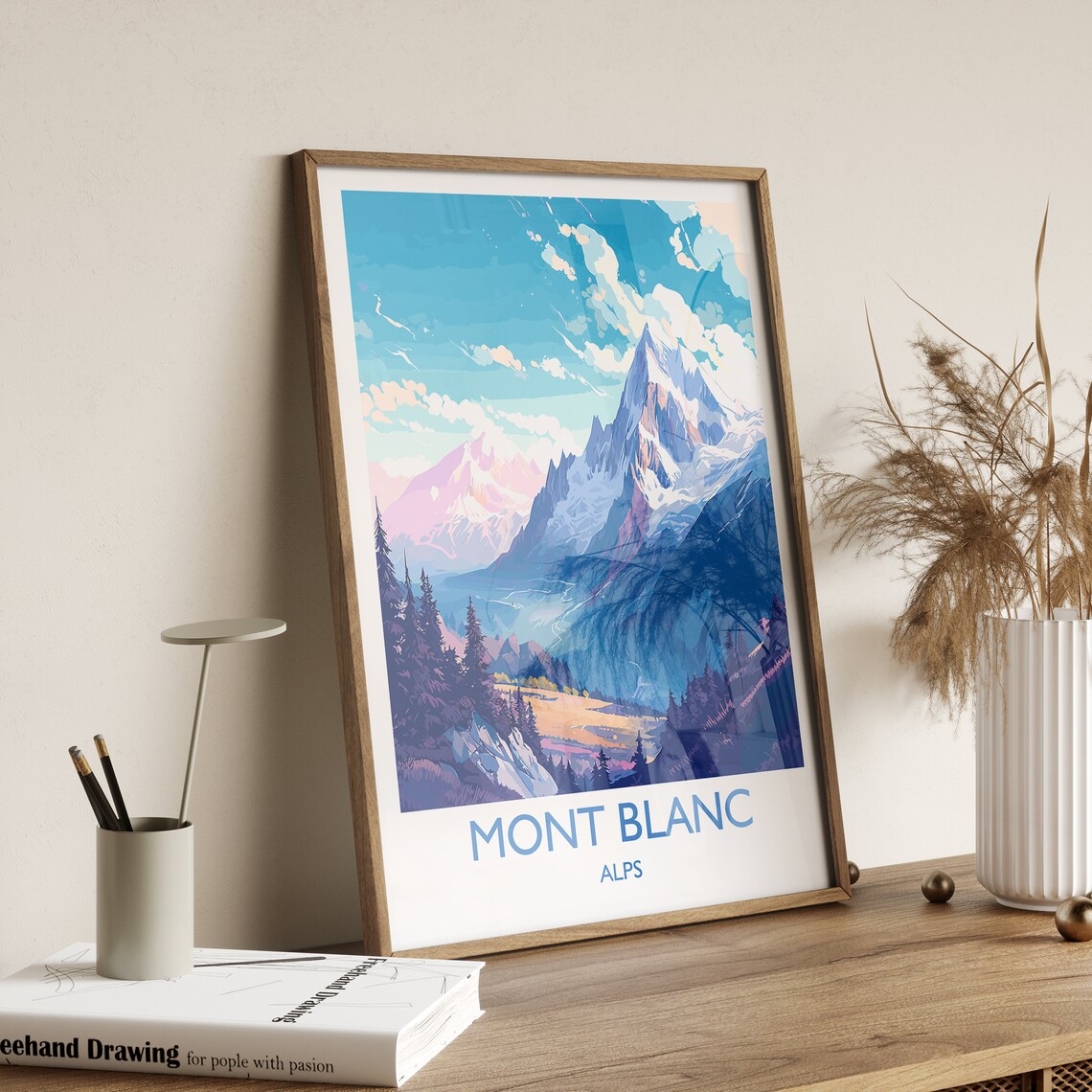 Mont Blanc Travel Poster, Alps Mountain Art Print - Image 3