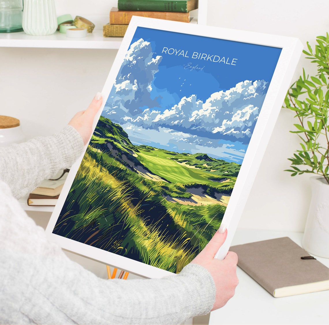 Royal Birkdale England Links Golf Course Dunes Script Poster - Image 5